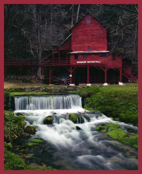 Watermill Country Digital Panel Watermill with Stream Red 36" X 42"